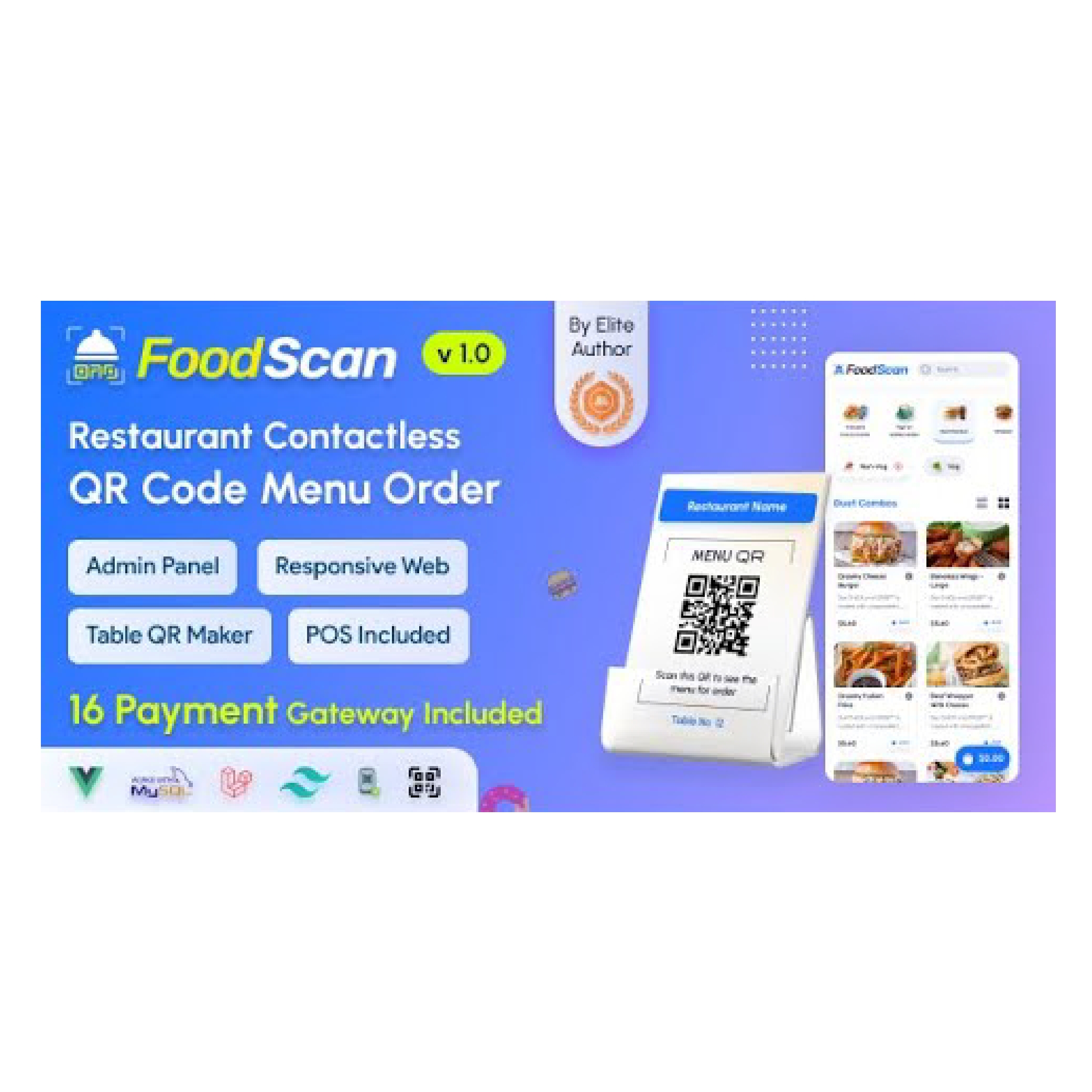 隆重推出 FoodScan – 非接触式餐桌点餐系统和 QR 菜单制作工具。顾客只需扫描二维码、浏览菜单、下订单即可享用。安全无缝的用餐体验。